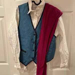 Vintage American Girl Outfit Blue Vest with White Shirt and purple pants